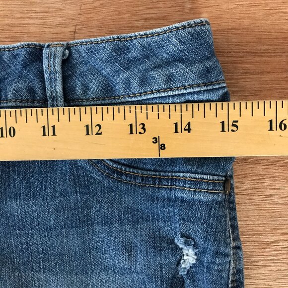 1822 Denim Cut Off Jean Shorts Women 30 Blue Distressed High Rise Medium Wash - Picture 8 of 12